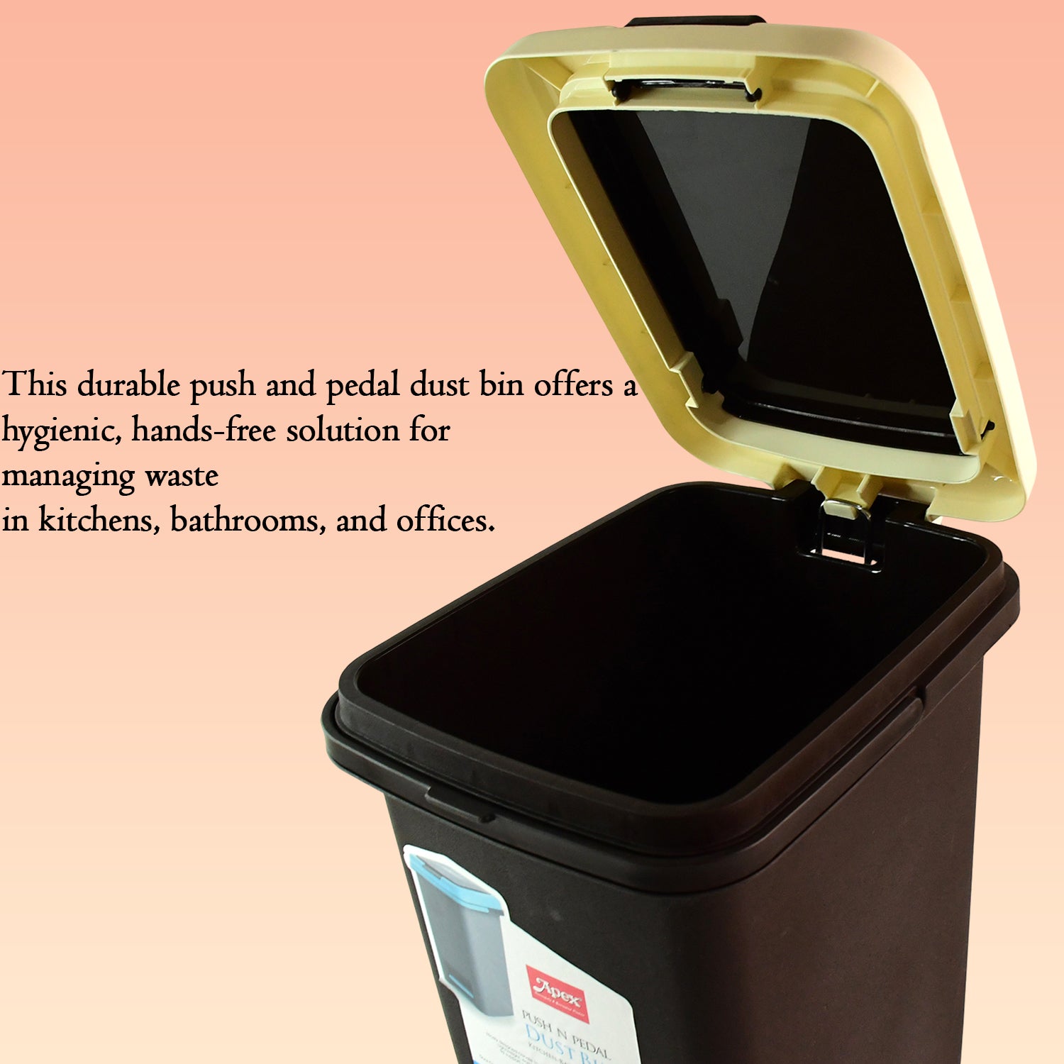 Apex Push N Pedal Plastic Dustbin 10l Capacity (1 Pc) Apex Push N Pedal Plastic Dustbin 10l Capacity (1 Pc)